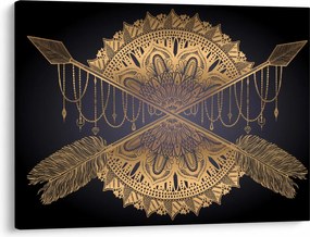 Obraz - Złota mandala ze strzałkami (70x50 cm)