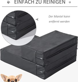 PawHut Schody dla zwierząt Składane schodki dla psa kota Mata antypoślizgowa czarna 45x39x20cm | Aosom PL