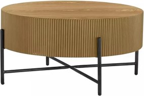 Stolik kawowy Corbi 80 cm do salonu - dąb / czarny mat