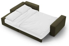 Zielony aksamitny rozkładany/ze schowkiem narożnik (lewostronny/z szezlongiem) Jodie – Micadoni