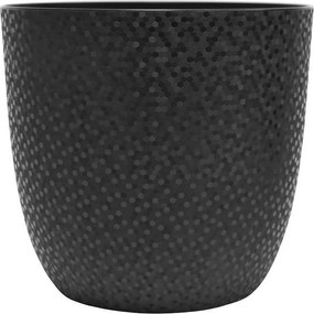 Doniczka osłonowa czarna wielościenna Ø 29,5 cm z tworzywa sztucznego bez nóżek, idealna na standardowe donice