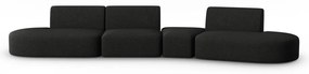 Czarna sofa z tkaniny szenilowej prawostronna 428 cm Paolo – Milo Casa