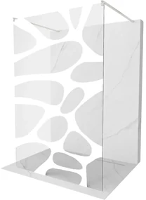 Mexen Kioto ścianka prysznicowa wolnostojąca 100 x 200 cm, biały wzór 8 mm, nikiel szczotkowany - 800-100-002-97-97