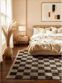 Czarny/kremowy dywan z mieszanki juty dwustronny/tkany ręcznie 120x170 cm Rex – Hanse Home