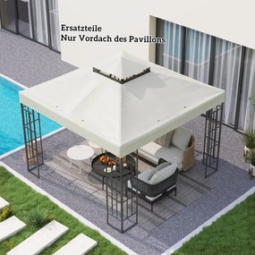 Outsunny 3 x 3 m Zamienny Dach do Pawilonu, Pokrowiec na Pawilon z Otworami Drenażowymi, UPF30+, Ochrona przed Słońcem, Jasnoszary