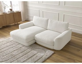 Biały narożnik z materiału bouclé (lewostronny/z szezlongiem) Leonore – Bobochic Paris