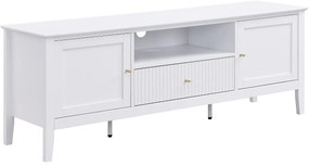 Szafka RTV z 2 zamykanymi schowkami, 1 szufladą i 1 wnęką z MDF - Biały - NARIVA