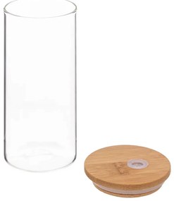 Słoik z bambusową pokrywką i słomką PALM 400 ml