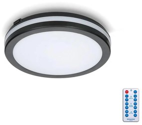 LED Plafon łazienkowy z czujnikiem LED/12W/230V śr. 20 cm czarny + pilot