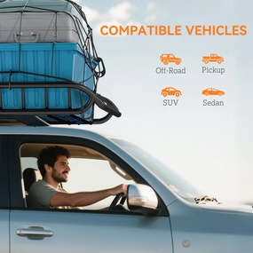 SPORTNOW Uniwersalny Bagażnik Dachowy Kosz Dachowy z Deflektorem Wiatru, do 150 kg, 116 x 92 x 11,5 cm na SUV-y i Pickupy, Czarny | Aosom PL