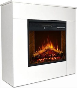 Kominek elektryczny, stojący, drewno białe, wyprodukowany we Włoszech, MICHELANGELO, 96x36x90h
