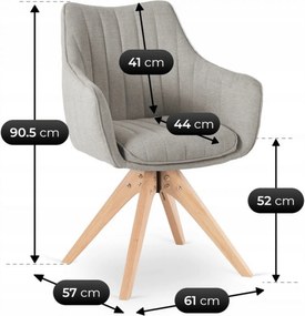 Krzesło Tapicerowane Obrotowe do Salonu LEMON Szare Nowoczesne Skandynawskie