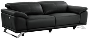 Kanapa 3-osobowa rozkładana, elektryczna z czarnej skóry AZIDEE II