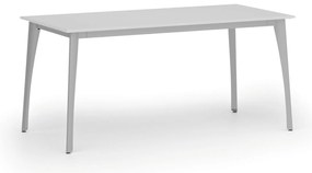 Stół konferencyjny do biura PRIMO OMEGA, 160x80 cm, szara podstawa, biały