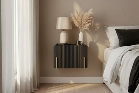 Szafka nocna Malmi 45 cm wisząca z szufladą - czarny mat / złoty