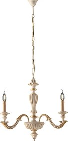 Żyrandol Leonardo z drewna w kolorze kości słoniowej i złotego liścia, 3 światła, 117 Ø43 BL180-3-AV