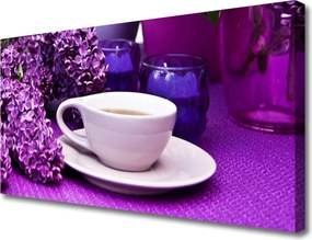 Zdjęcie na płótnie Poranna Kawa wśród Kwiatów