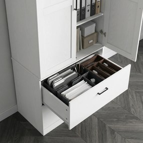 HOMCOM Samodzielnie stojąca szafka kuchenna z regulowanymi półkami i dwoma szerokimi szufladami do salonu, kuchni, Biała