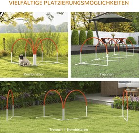PawHut Zestaw do Agility dla Psów, 4-częściowy, w zestawie torba, Plastik, 89x69x99 cm, Biały+Pomarańczowy