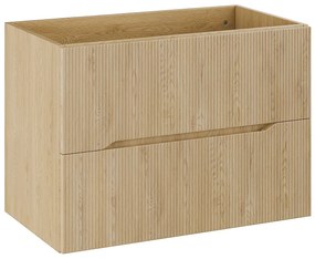 Podwieszana szafka łazienkowa prążkowana - Jasny naturalny - L80 cm - ORISO