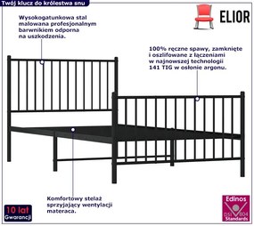 Czarne metalowe łóżko 100x200cm Medina 3S