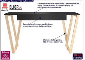 Czarne biurko młodzieżowe - Molly 2X