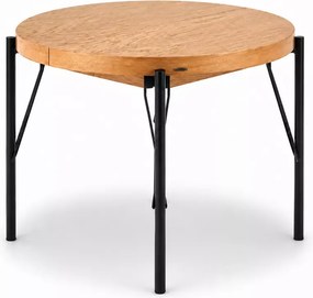 Rozkładany stół okrągły do jadalni Infinity 100-300 cm z okleiny naturalnej w stylu loft na czarnych metalowych nogach