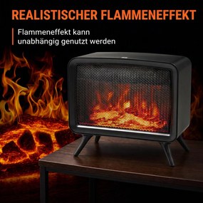 HOMCOM Elektryczny kominek 800/1600W z ogrzewaniem, odłączana podstawa, regulowany termostat, efekt płomienia 3D | Aosom PL