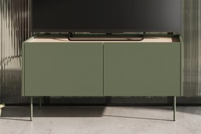 Szafka RTV Desin 120 cm z metalowymi nogami - oliwka / dąb nagano