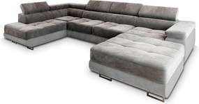 Masseno Narożnik CASONE z funkcją spania i pojemnikiem na pościel, Rozkładana sofa - Szary, MONOLITH 85 + MONOLITH 84