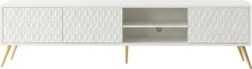 Biała szafka RTV 3D na złotych nóżkach 175 cm W1-W15