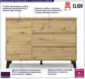Nowoczesna komoda z szafką i szufladami dąb artisan - Bilgo 3X