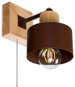 Brązowy kinkiet LED SHWD-BR10x10BU jednopunktowy z litego drewna z włą