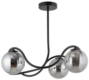 Lampa sufitowa nowoczesna - Vena 3 kolor czarny, klosze szare 33685