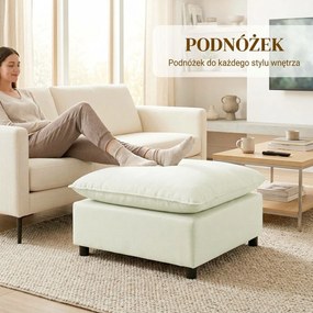 HOMCOM Puf nowoczesny z tkaniną i plastikowymi nogami, do salonu i sypialni, 75 cm, kremowobiały | Aosom PL