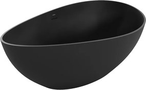 Mexen Parma wanna wolnostojąca z konglomeratu 160 x 95 cm, czarna mat - 57231609570