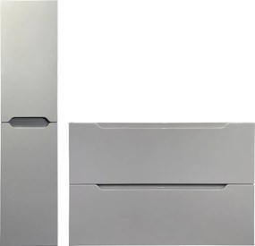 Szafka pod jedną umywalkę wisząca ze słupkiem - Szary - 80 cm - STEFANIE