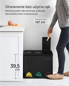 Kosz do segregacji odpadów SORT, 24l (3x8l), czarny SongmicsHome