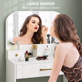 HOMCOM Toaletka z lustrem, Kompaktowa toaletka z 3 szufladami, Biała | Aosom PL