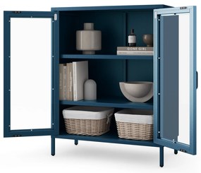 Witryna przeszklona niska granatowa: Modern GINA, 800 x 1015 x 400 mm