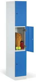 Szafka skrytkowa, 3 schowki, 1850 x 300 x 500 mm, zamek RFID, drzwi niebieskie