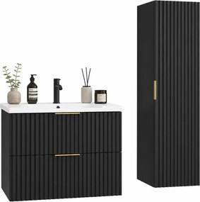 Czarny komplet łazienkowych mebli szafka 60 cm ze słupkiem Z1-B91