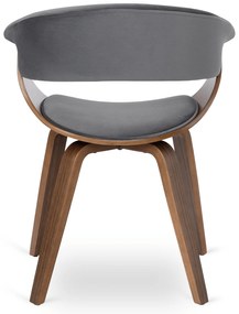 Krzesło Tapicerowane z Drewna Giętego Do Jadalni GARY Szare/Orzech Nowoczesne Loft