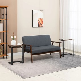 Stół HOMCOM, stolik boczny, zestaw 3, wzornictwo przemysłowe, rama stalowa, brązowy+czarny, 45 x 30 x 60cm