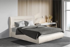 Podwójne łóżko z aksamitu "Chamonix" z pojemnikiem na przechowywanie - Beżowy 160 x 200 cm