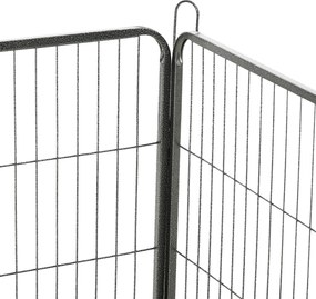 PawHut kojec dla psa, płot dla szczeniąt, dla psa na zewnątrz, krata z 2 drzwiami stalowo-szarymi, 16 segmentów 60 cm wysokości