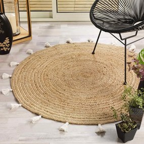 Biało-naturalny okrągły dywan ø 120 cm Shira – douceur d'intérieur