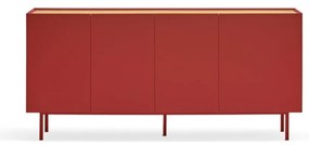 Czerwona niska komoda w dekorze dębu 165x78 cm Arista – Teulat
