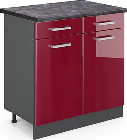 Szafka dolna do kuchni czerwony połysk 80x60x81.6 r-line