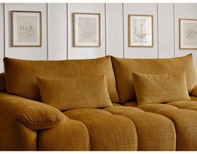 Musztardowa sofa z tkaniny szenilowej 264 cm Ivane – Bobochic Paris